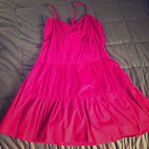 Spaghetti strap bright pink sundress